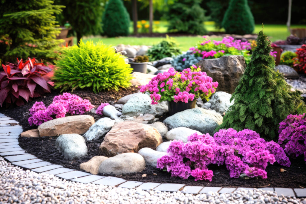 beautifully landscaped flower bed